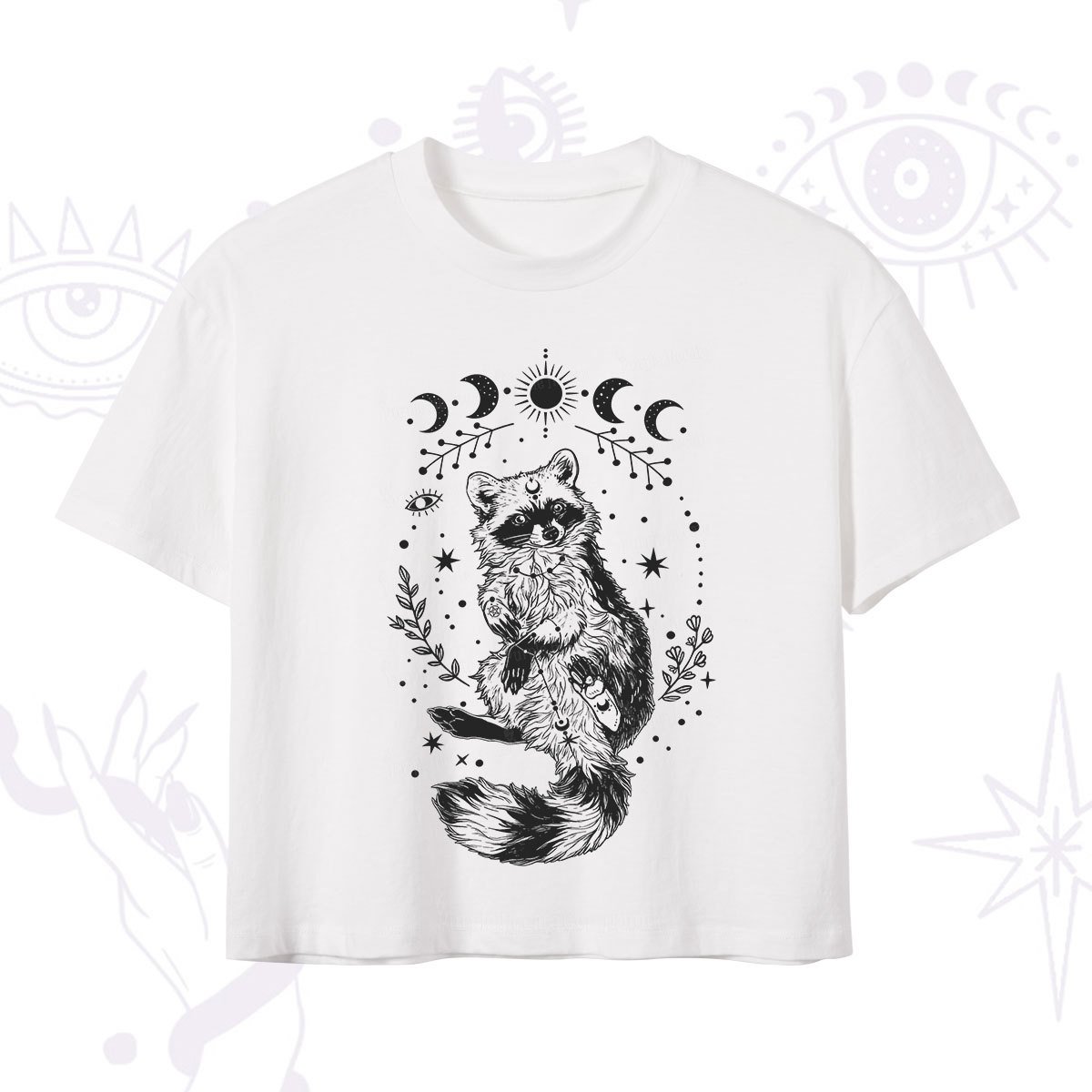 Purplehecate Lunar Magic Raccoon Crop T-Shirt