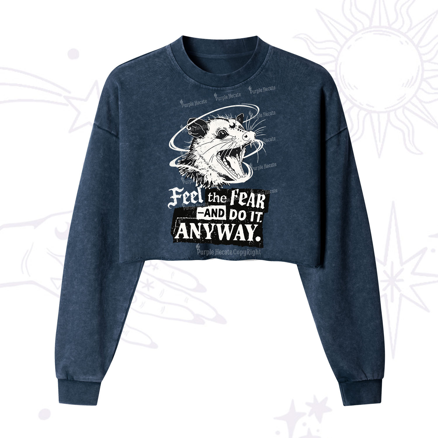 Purplehecate Feel The Fear And Do It Anyway Cropped Washed Sweatshirt