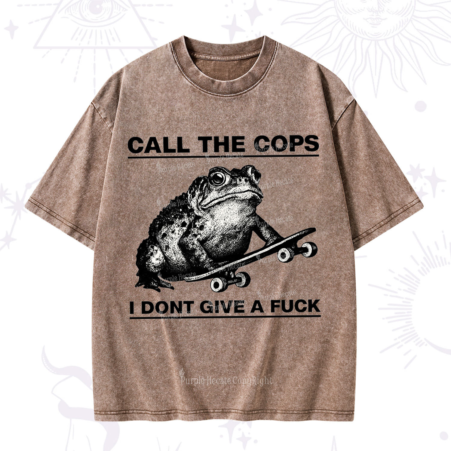 Purplehecate Call The Cops Frog Washed T-Shirt