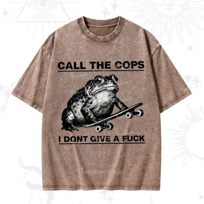 Purplehecate Call The Cops Frog Washed T-Shirt