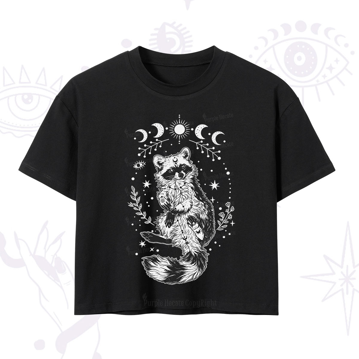 Purplehecate Lunar Magic Raccoon Crop T-Shirt