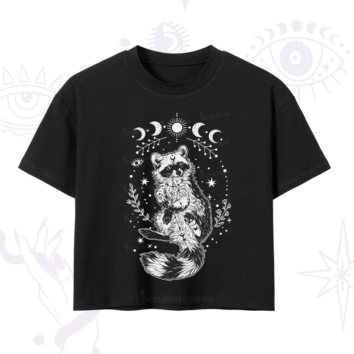 Purplehecate Lunar Magic Raccoon Crop T-Shirt