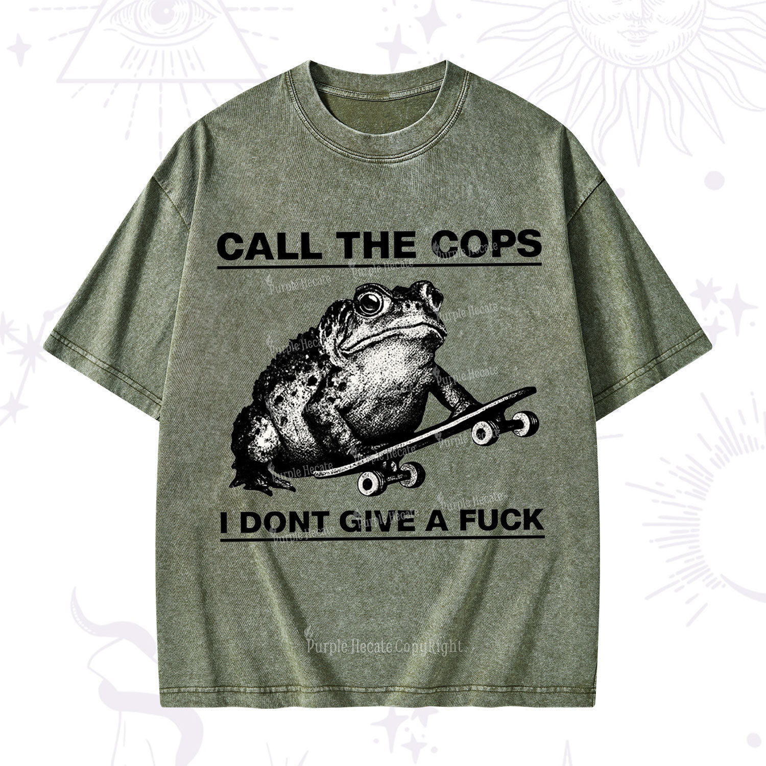 Purplehecate Call The Cops Frog Washed T-Shirt