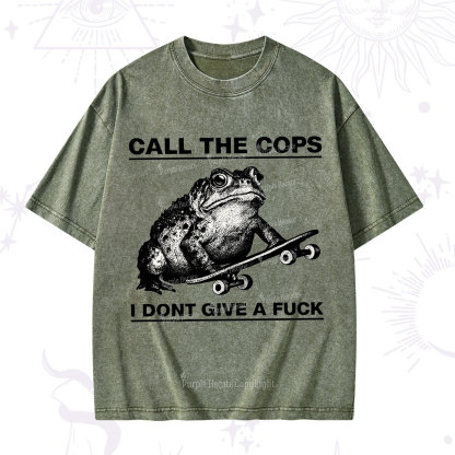 Purplehecate Call The Cops Frog Washed T-Shirt