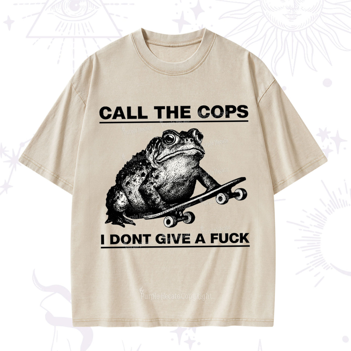 Purplehecate Call The Cops Frog Washed T-Shirt