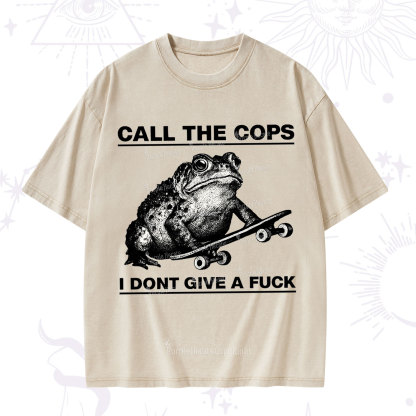 Purplehecate Call The Cops Frog Washed T-Shirt
