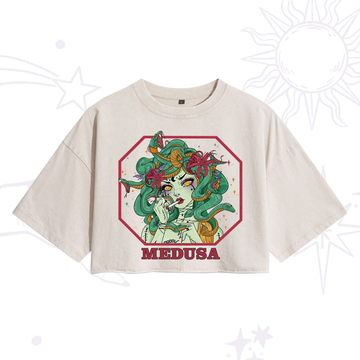 [Copy]Purplehecate The Team Trash Raccoon & Possum Tarot Washed Cropped T-Shirt