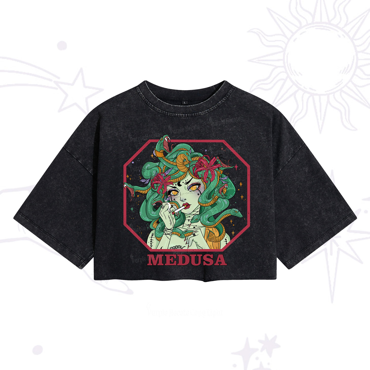 [Copy]Purplehecate The Team Trash Raccoon & Possum Tarot Washed Cropped T-Shirt
