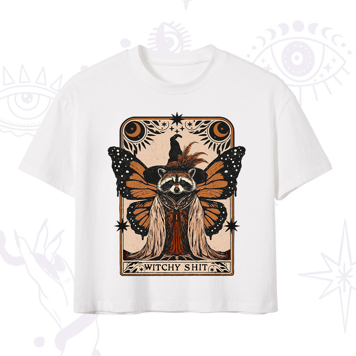 Purplehecate Witchy Shit Raccoon Crop T-Shirt