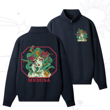 Purplehecate The Greek Goddess Medusa Zip Fleece Sweatshirt