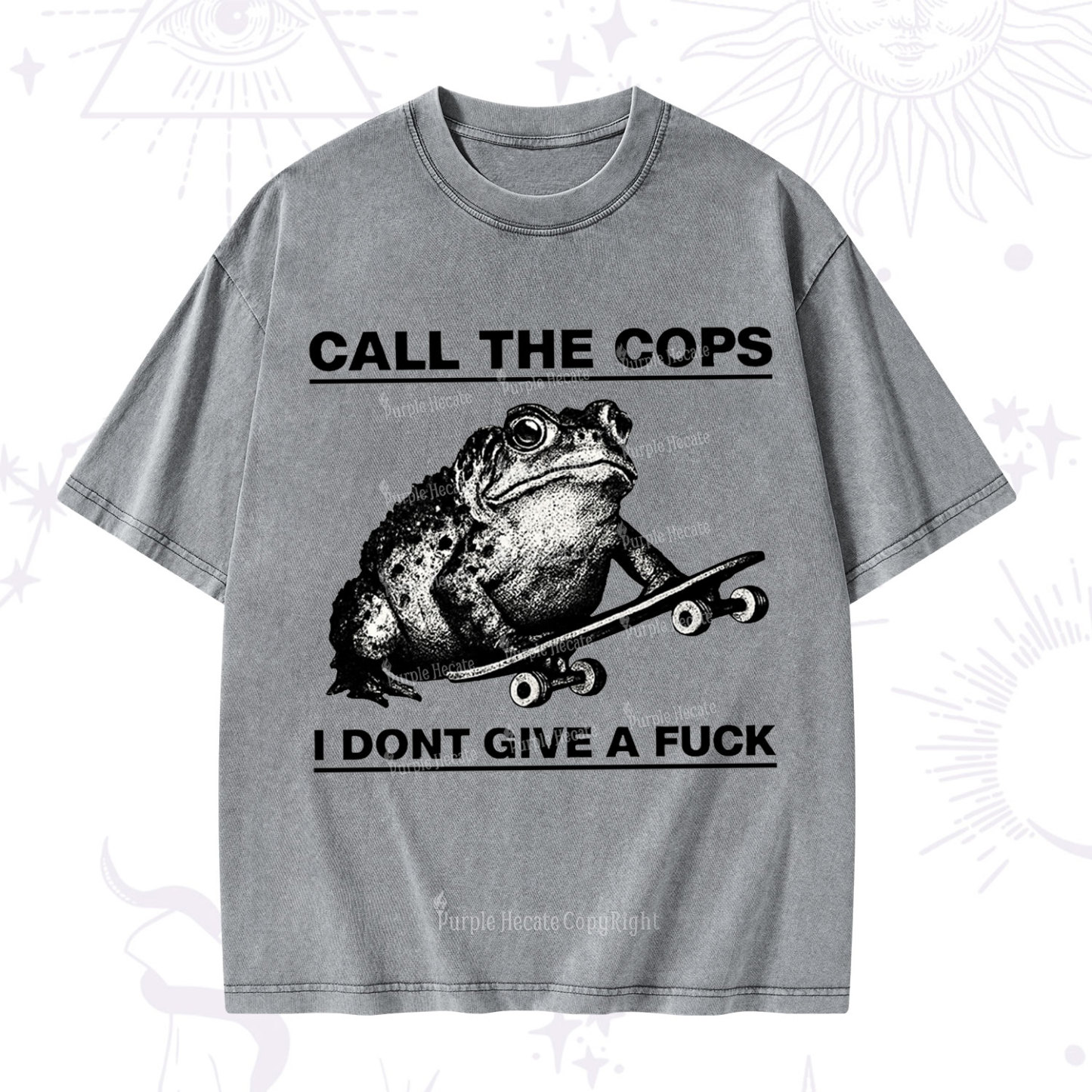 Purplehecate Call The Cops Frog Washed T-Shirt