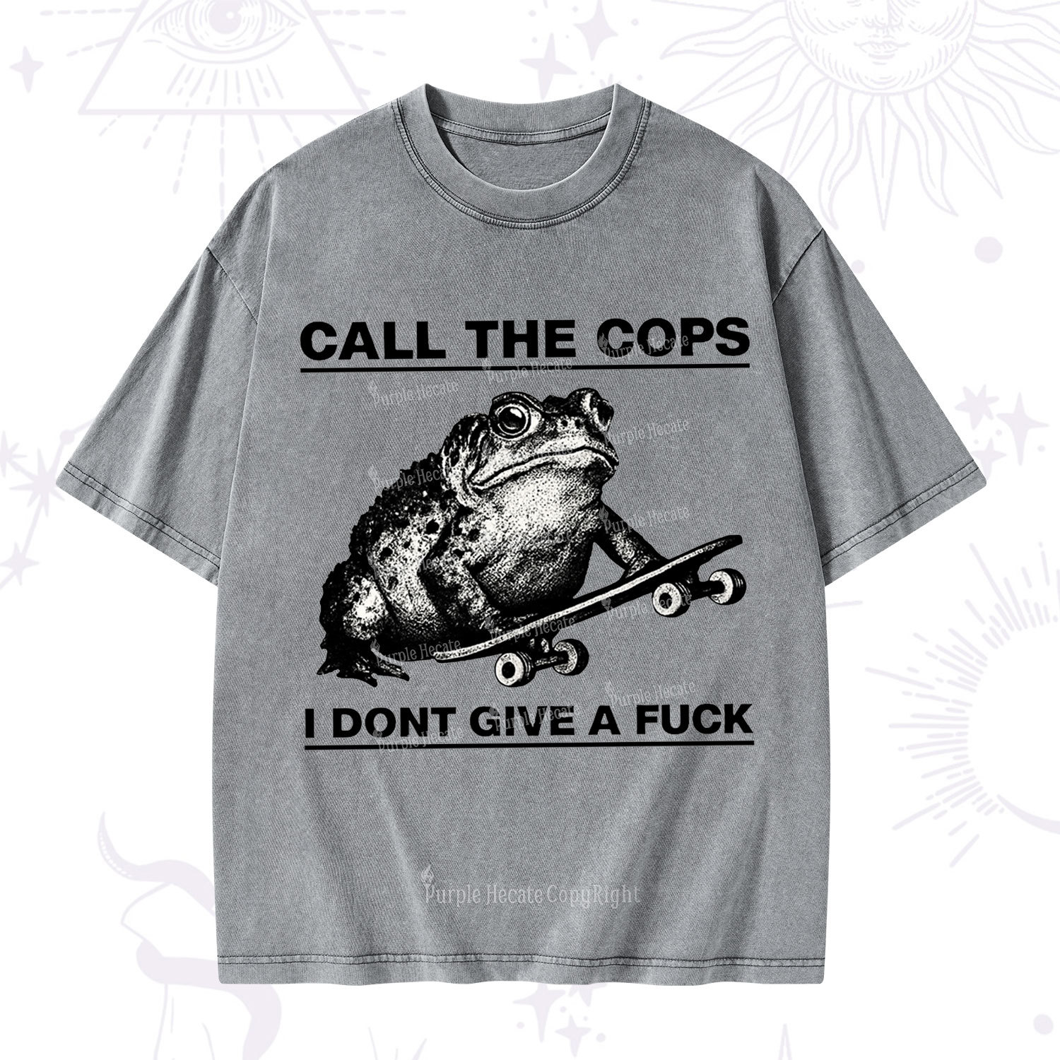 Purplehecate Call The Cops Frog Washed T-Shirt