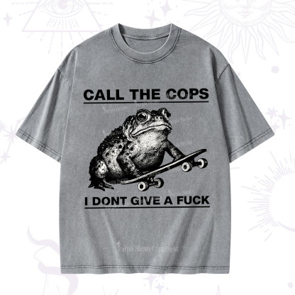 Purplehecate Call The Cops Frog Washed T-Shirt