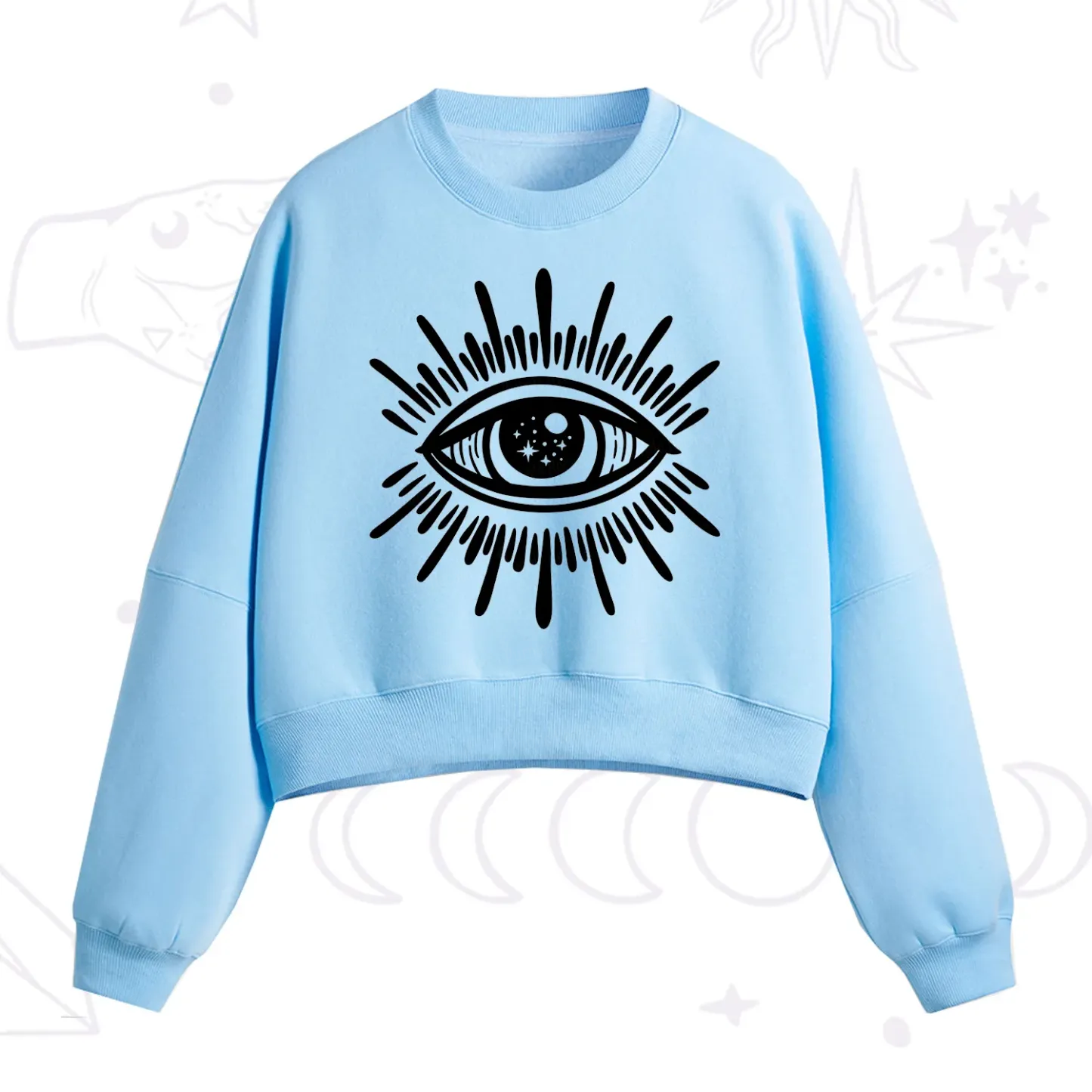Purplehecate Evil Eye Fleece Cropped Sweatshirt