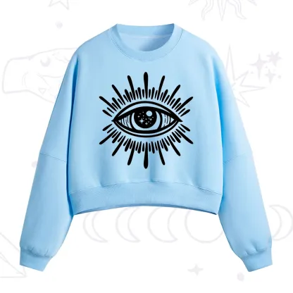Purplehecate Evil Eye Fleece Cropped Sweatshirt