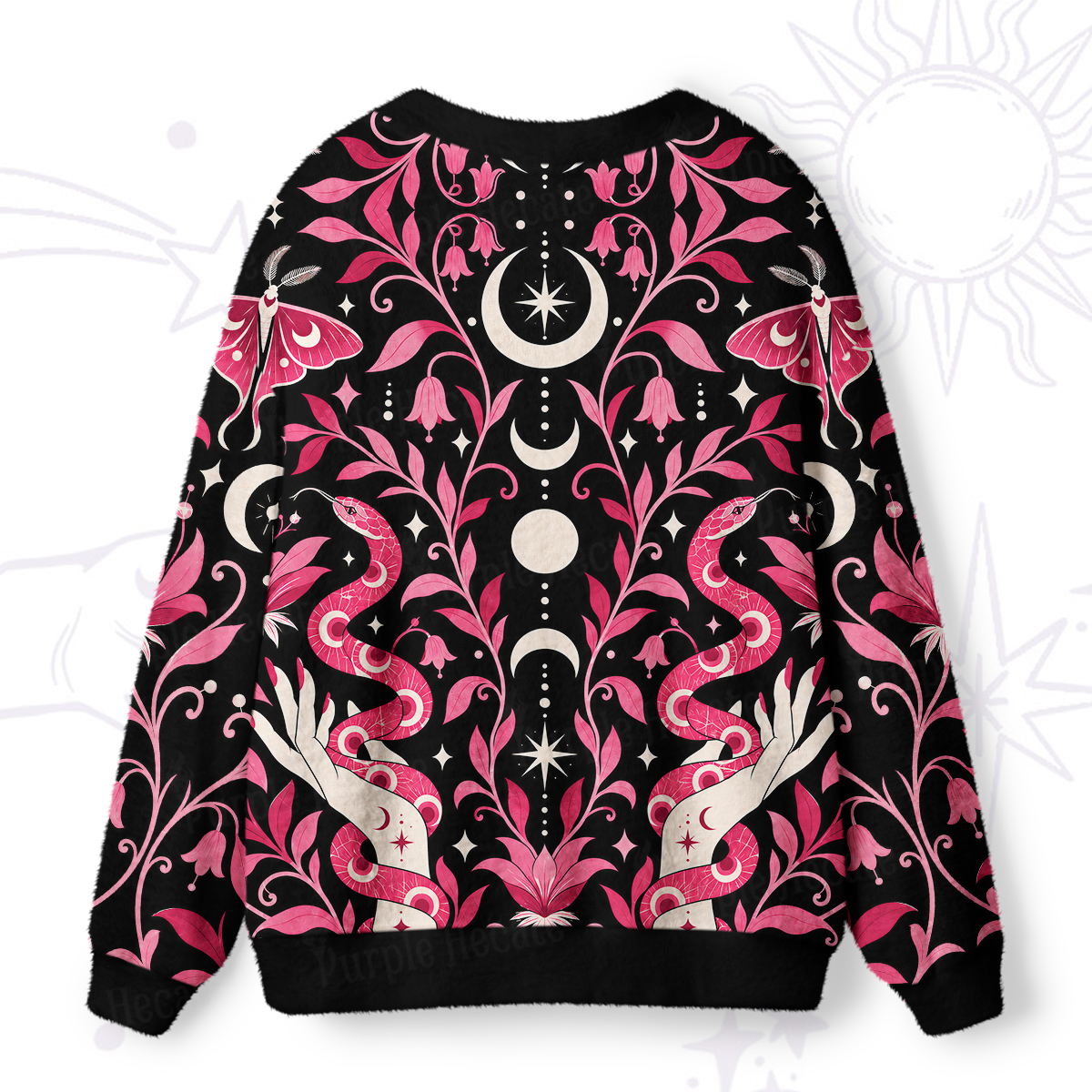 Purplehecate Moonlit Serpent Spell Ugly Cardigan Sweaters
