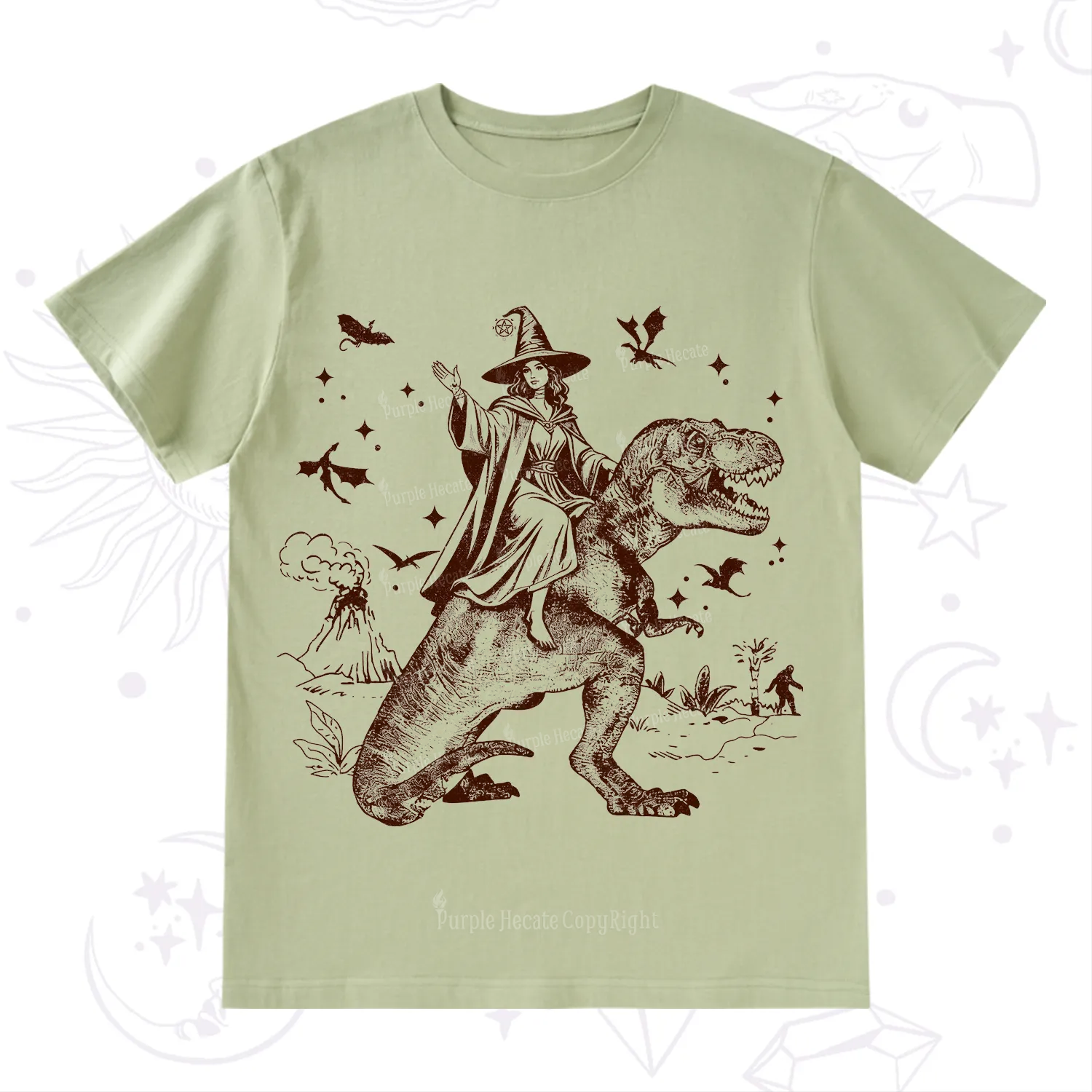 Purplehecate Witch Riding Dino T-Shirt