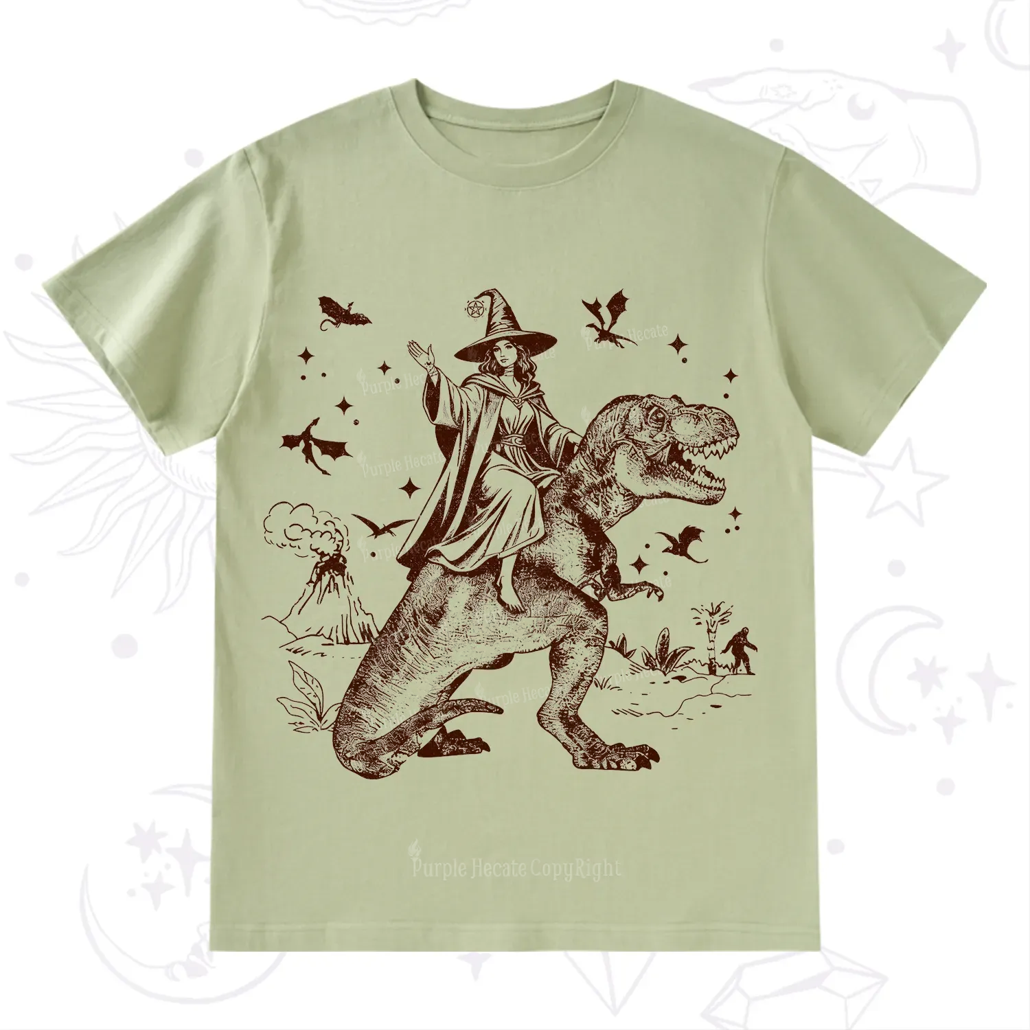 Purplehecate Witch Riding Dino T-Shirt