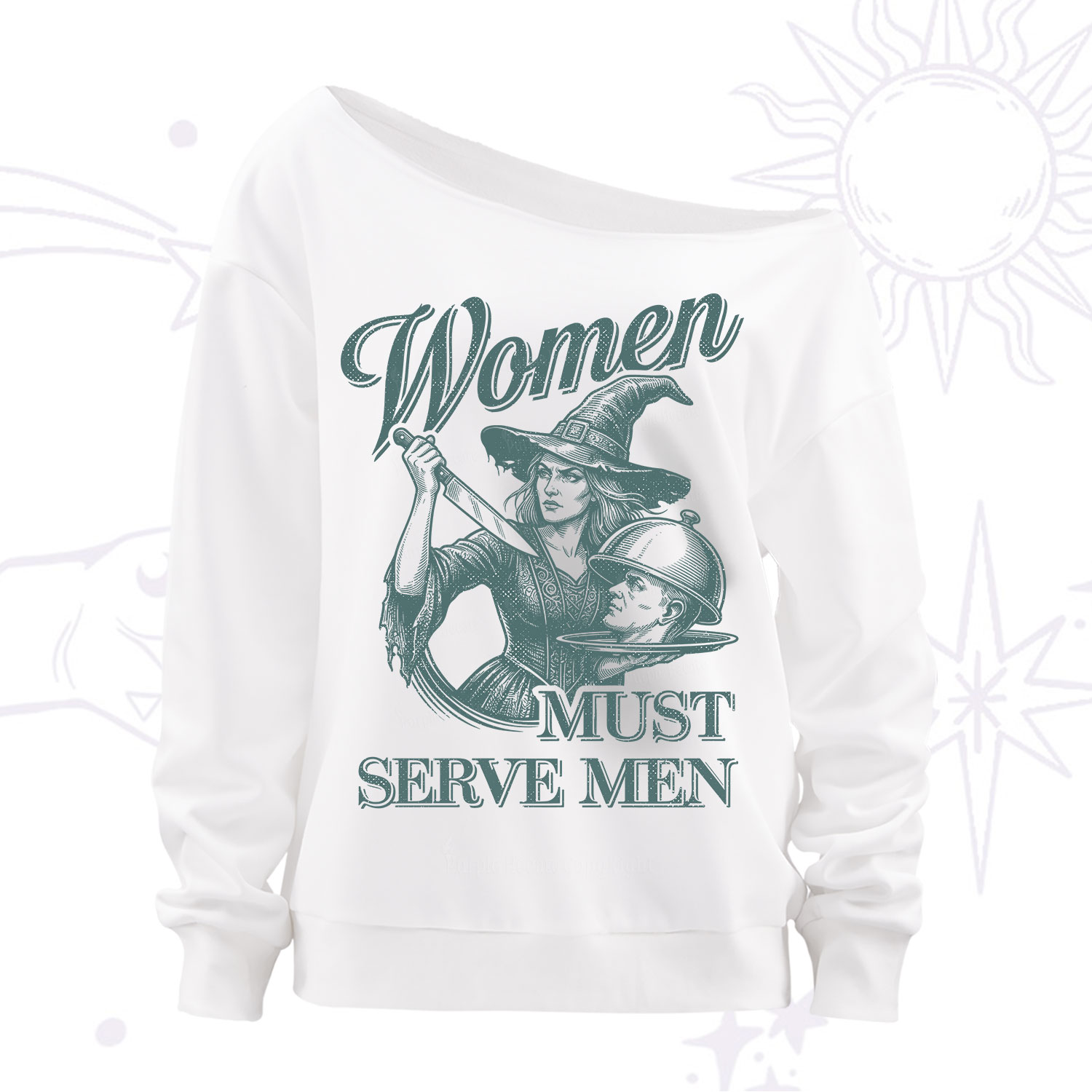 Purplehecate Women Must Serve Men Off The Shoulder Sweatshirt