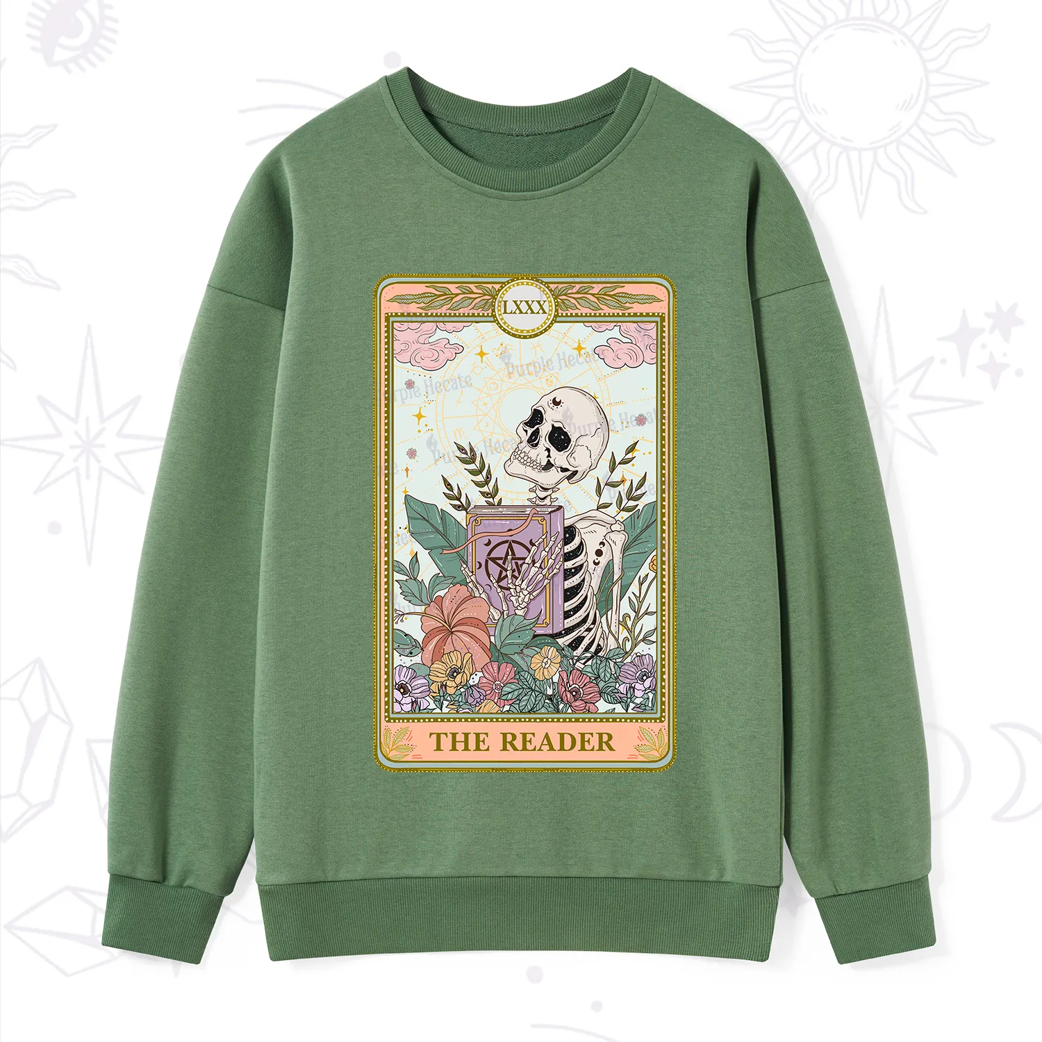 Purplehecate The Reader Occult Tarot Skeleton Sweatshirt