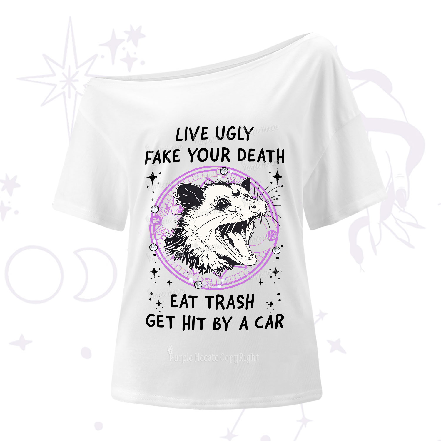 Purplehecate Live Ugly Fake Your Death One Shoulder T-Shirt