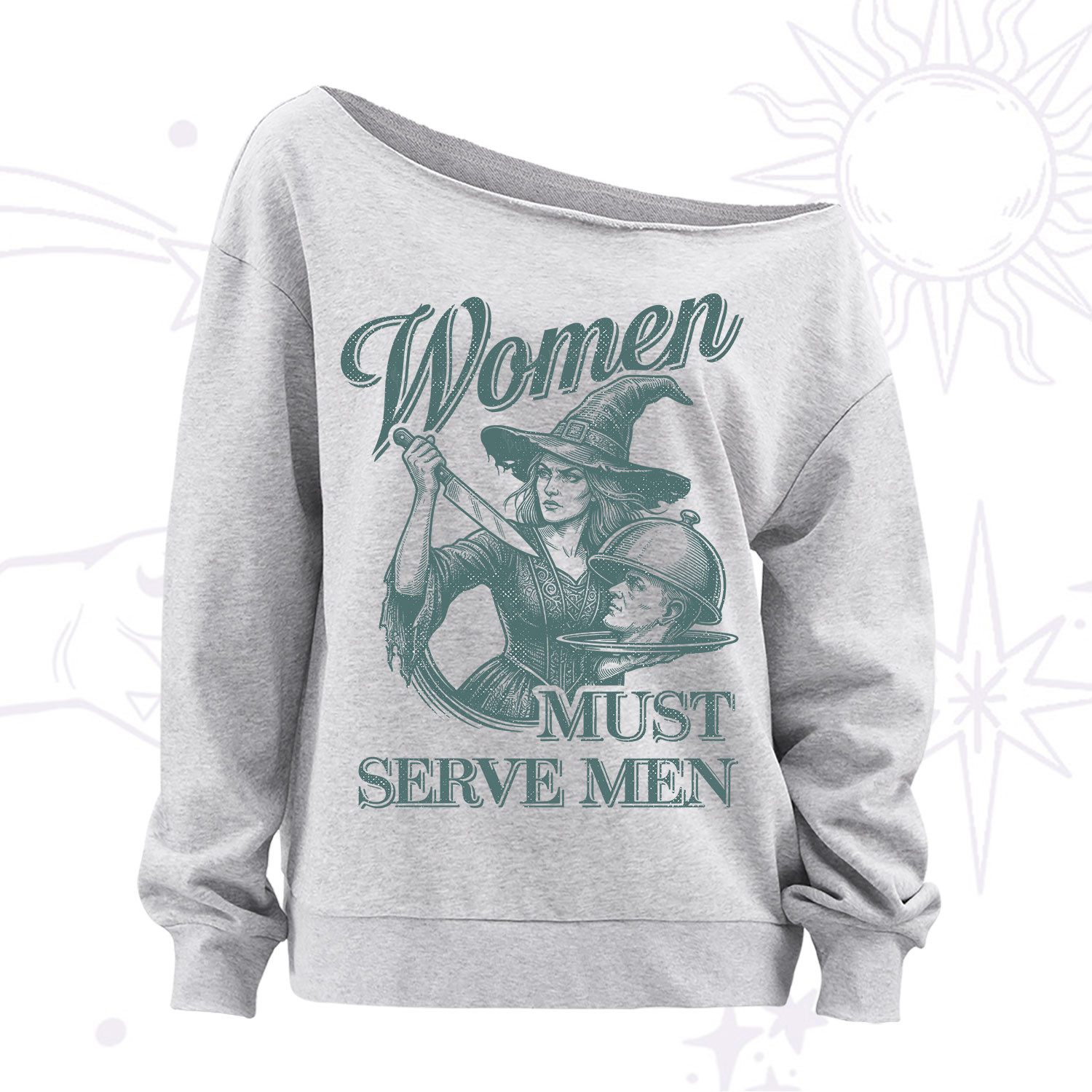 Purplehecate Women Must Serve Men Off The Shoulder Sweatshirt