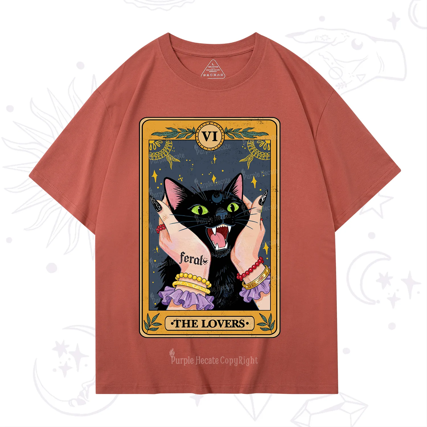 Purplehecate The Lovers Tarot Feral Cat T-Shirt