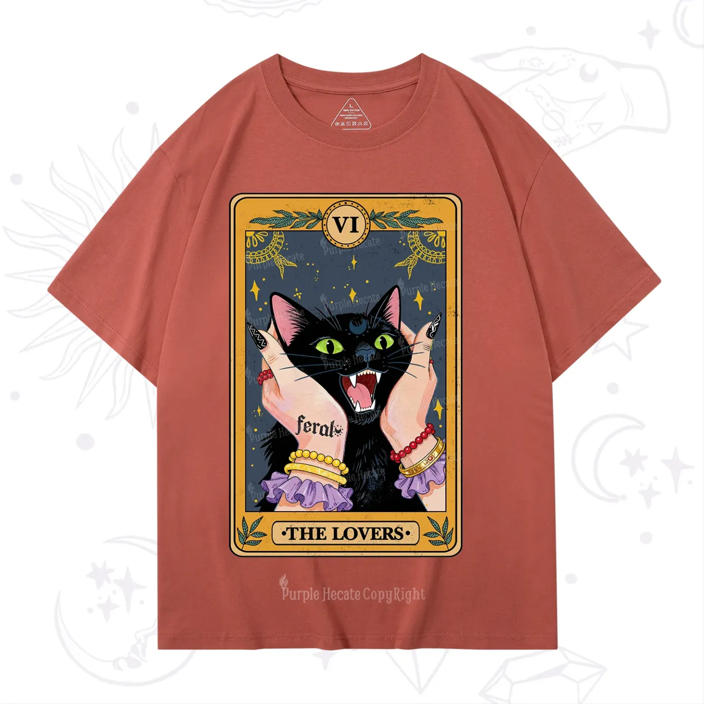 Purplehecate The Lovers Tarot Feral Cat T-Shirt