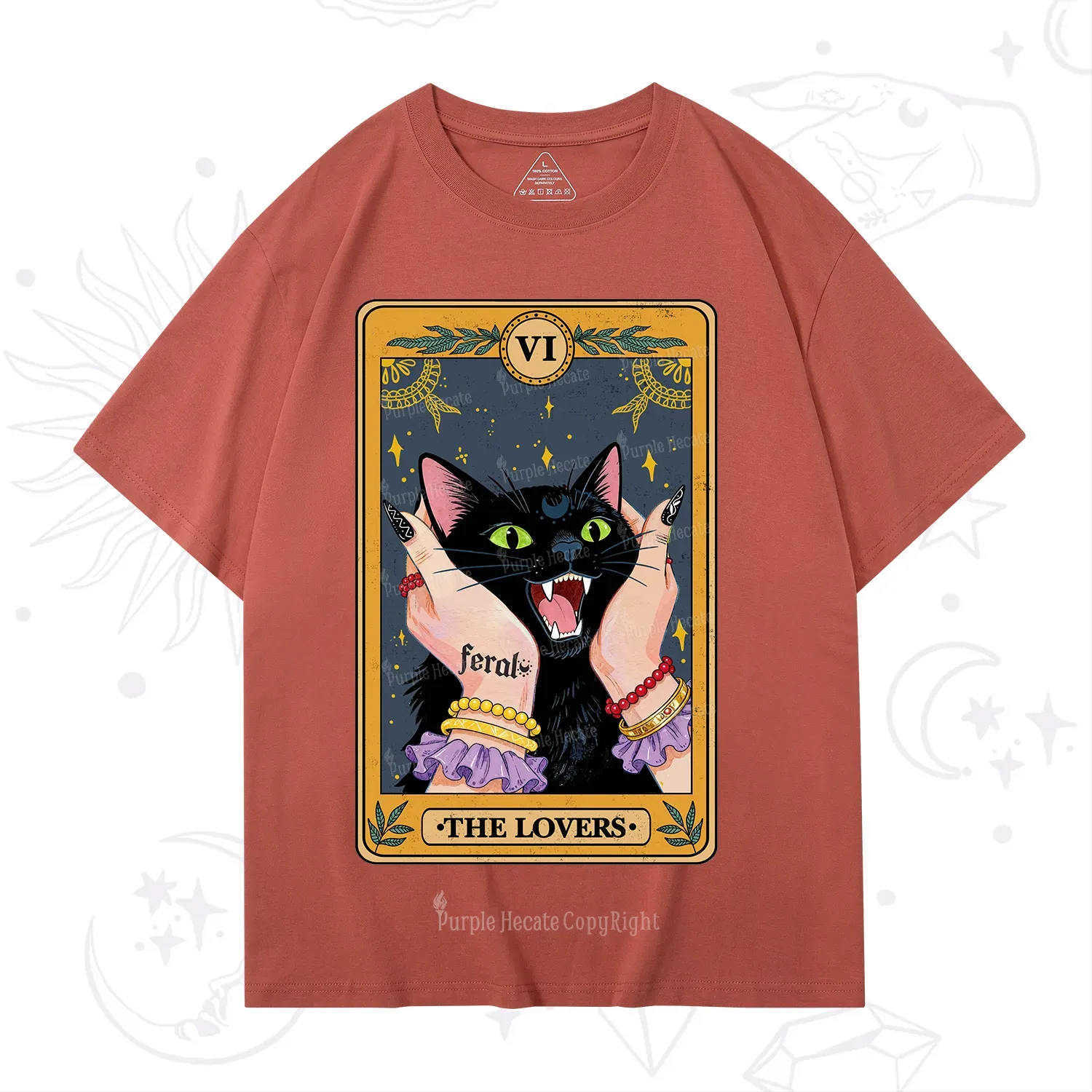 Purplehecate The Lovers Tarot Feral Cat T-Shirt