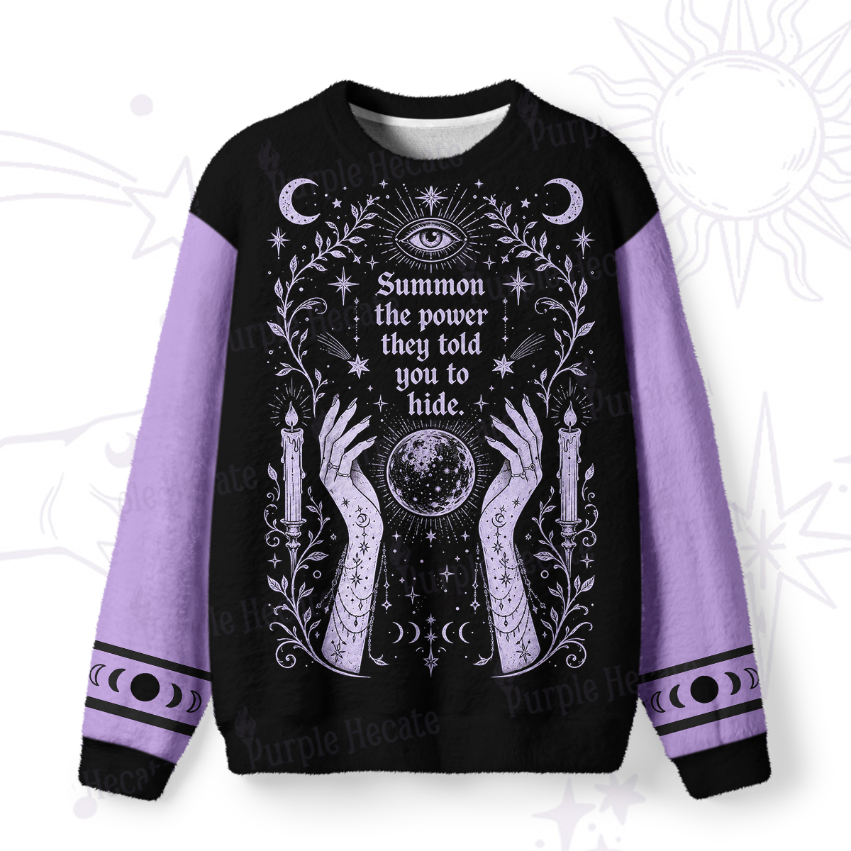 Purplehecate Summon The Power Fuzzy Ugly Sweatshirt