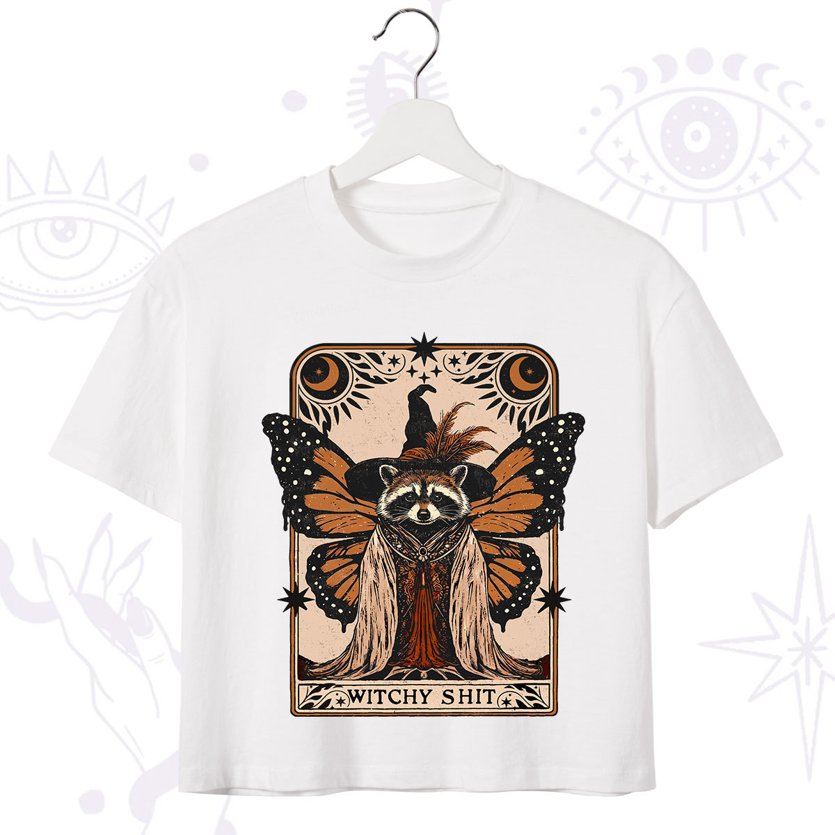 Purplehecate Witchy Shit Raccoon Crop T-Shirt