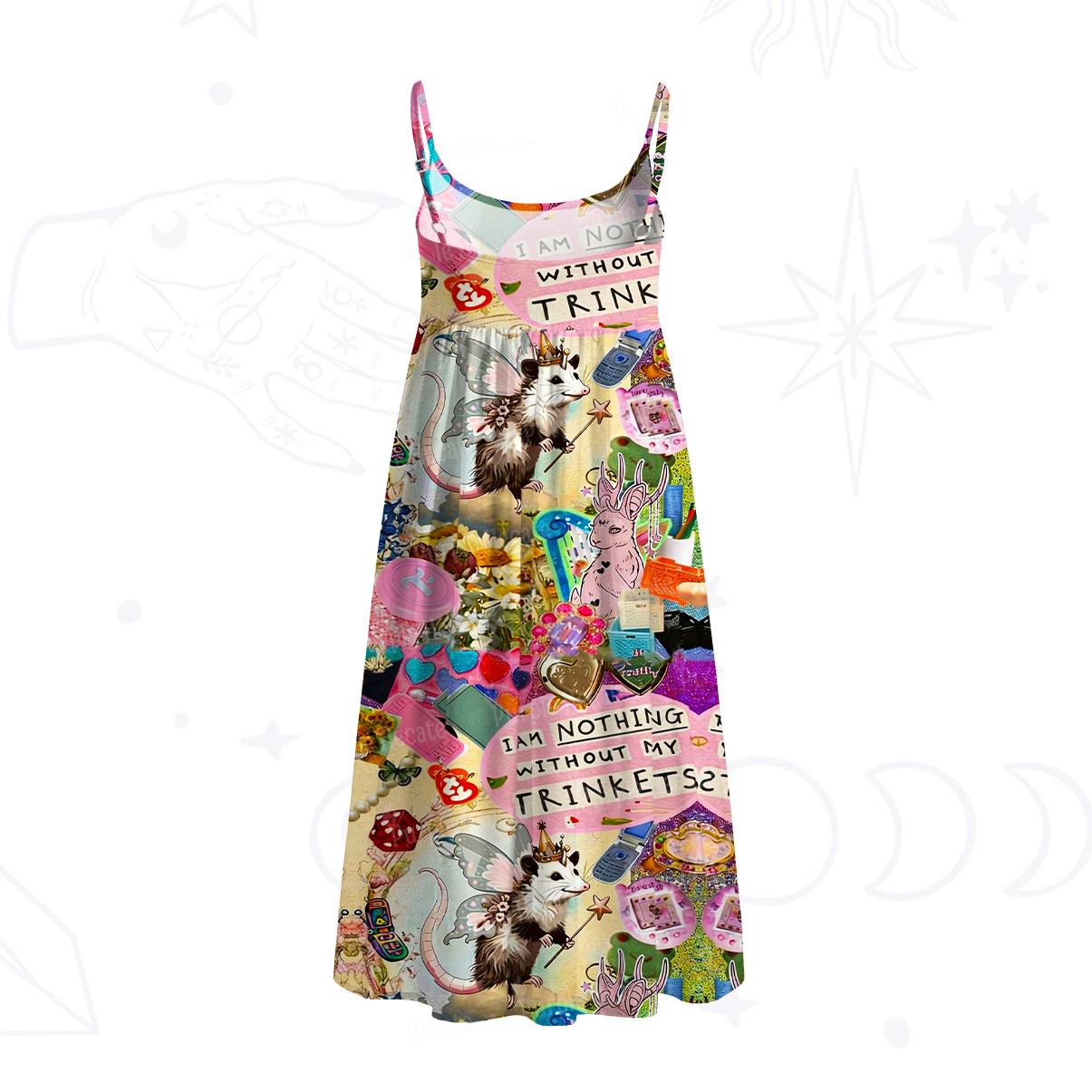 Purplehecate The Opossum Queen's Hoard Spaghetti Strap Midi Dress