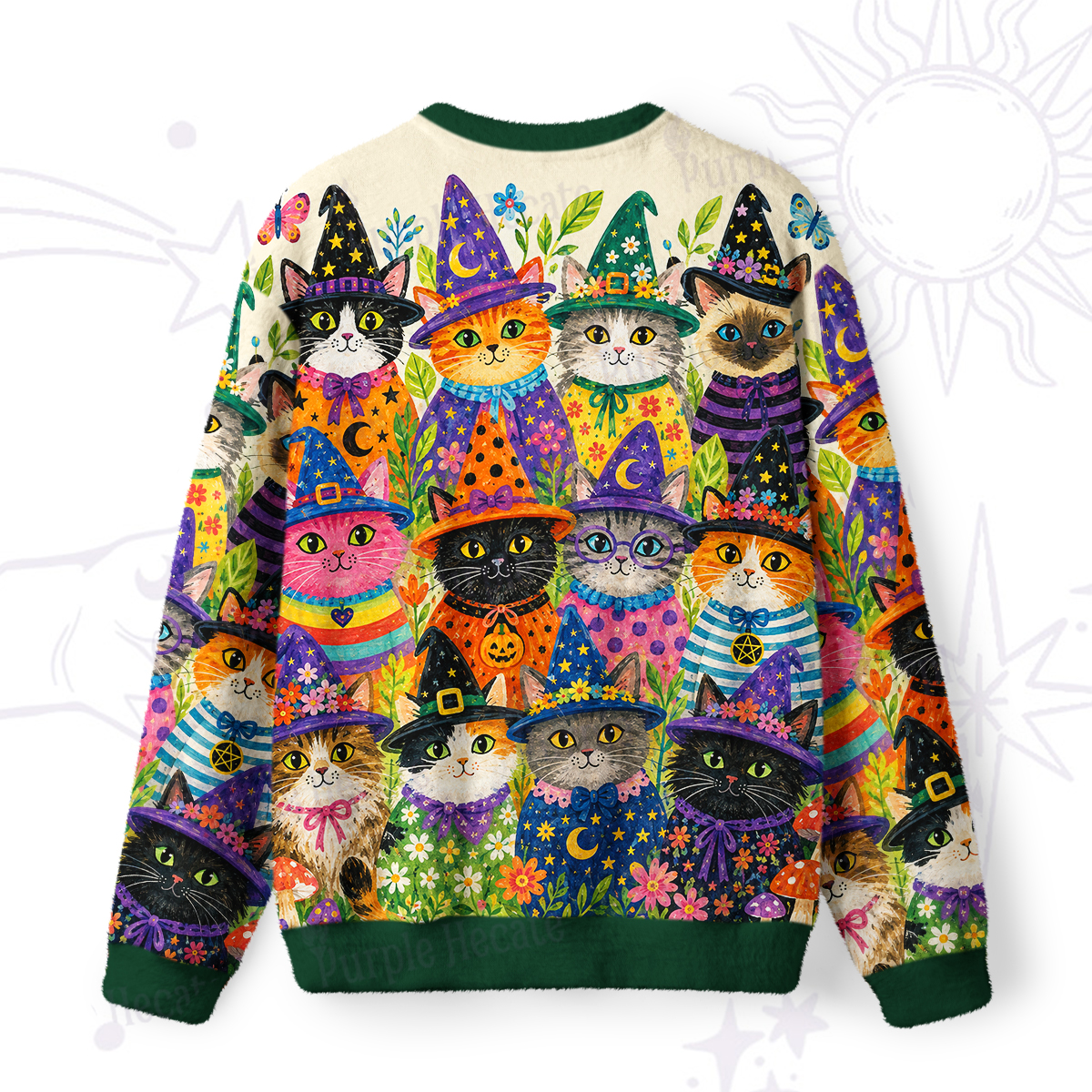 Purplehecate Witchy Meow-Meow Gathering Fuzzy Ugly Sweatshirt