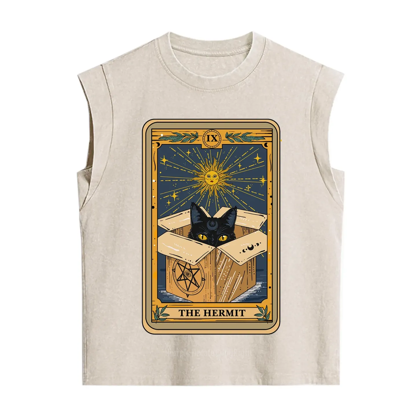 Purplehecate The Hermit Cat Tarot Card Vintage Washed Tank