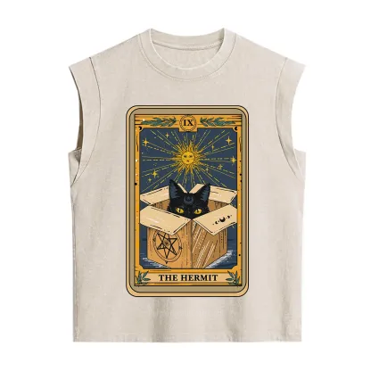 Purplehecate The Hermit Cat Tarot Card Vintage Washed Tank