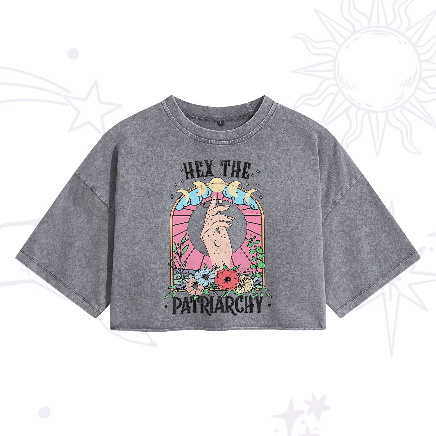 Purplehecate Hex The Patriarchy Washed Cropped T-Shirt