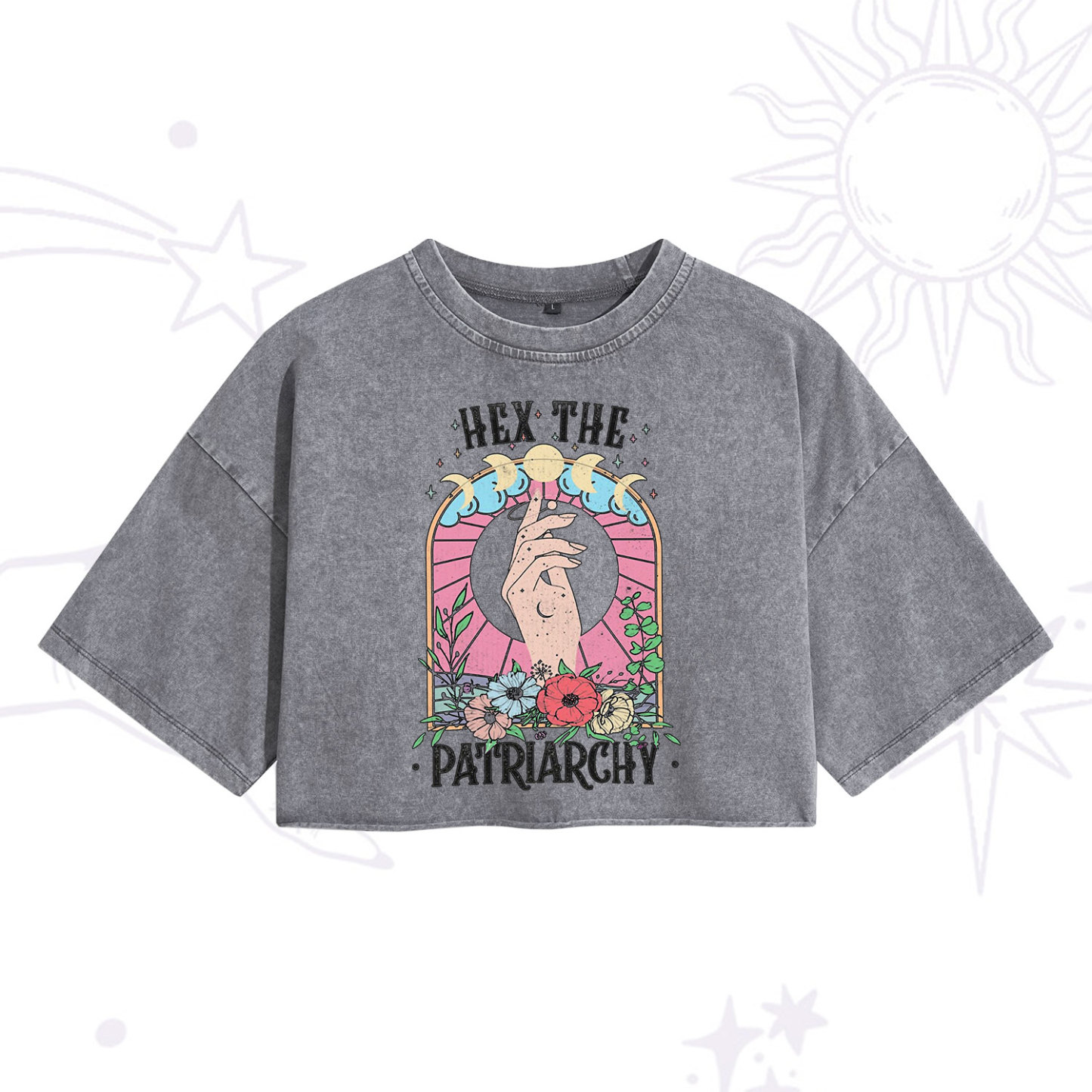 Purplehecate Hex The Patriarchy Washed Cropped T-Shirt