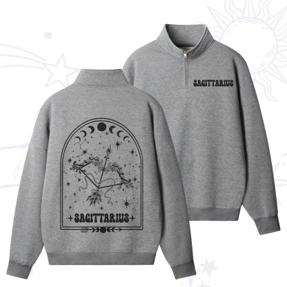 Purplehecate Zodiac Sagittarius Under the Stars Zip Fleece Sweatshirt