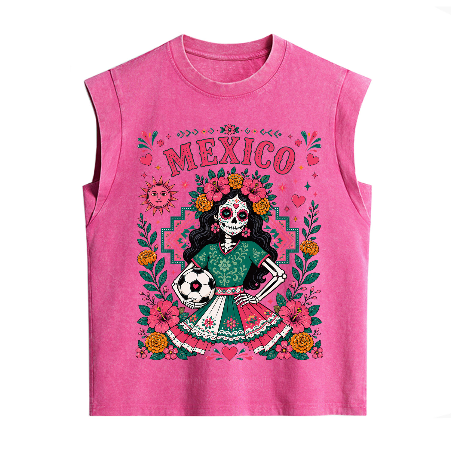 Purplehecate Mexico Day of the Dead Soccer Vintage Washed Tank