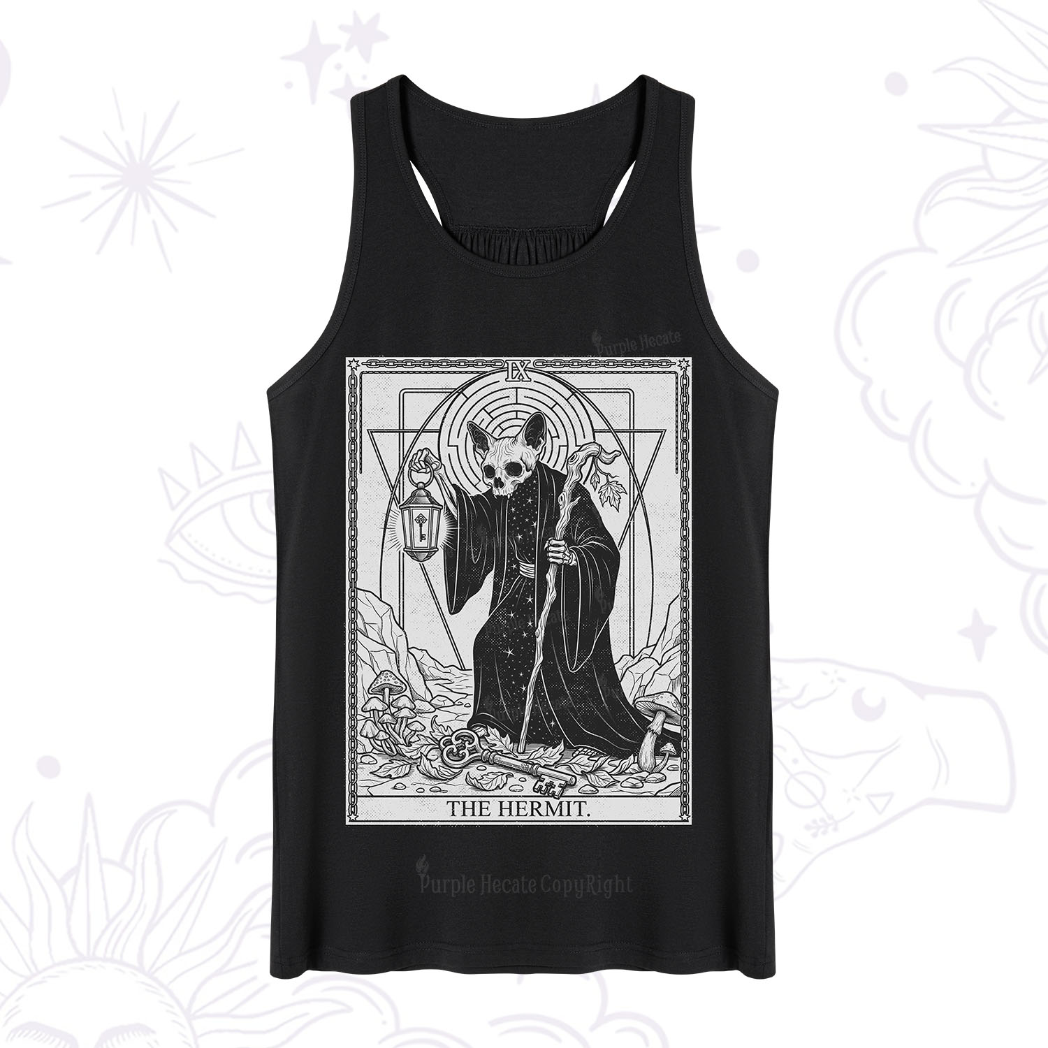 Purplehecate The Hermit Skeleton Cat Tarot Tank