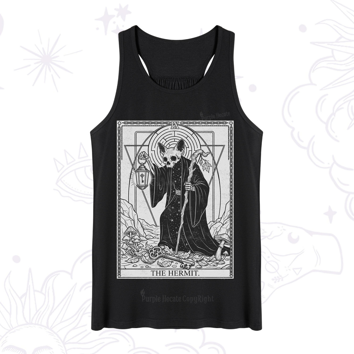 Purplehecate The Hermit Skeleton Cat Tarot Tank