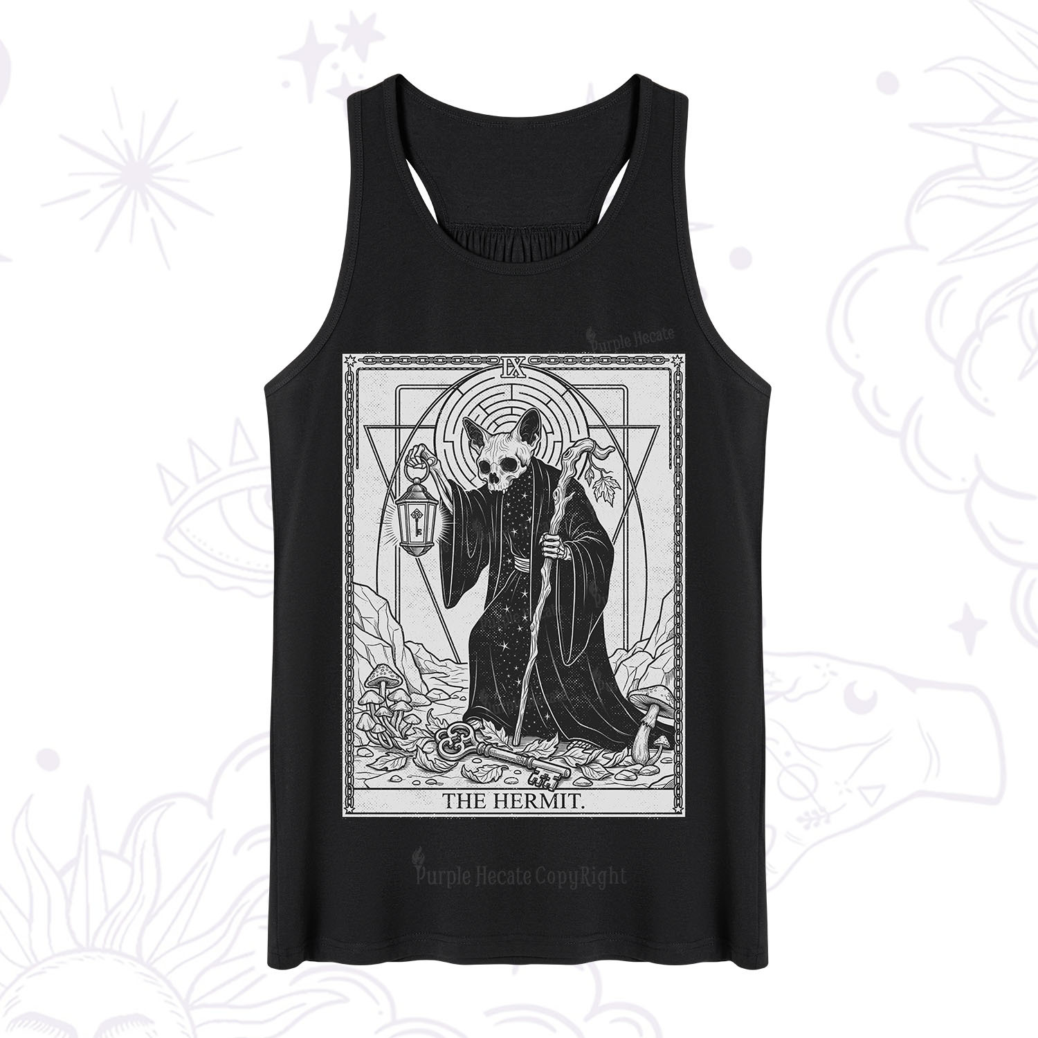 Purplehecate The Hermit Skeleton Cat Tarot Tank