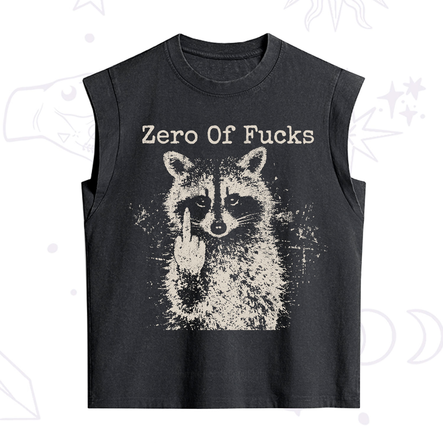 Purplehecate Zero Of Fucks Raccoon Vintage Washed Tank