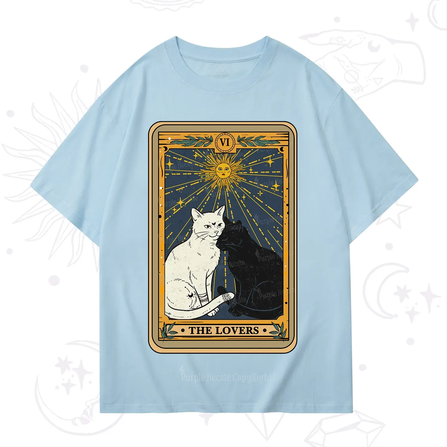 Purplehecate The Lovers Cat Tarot Card T-Shirt
