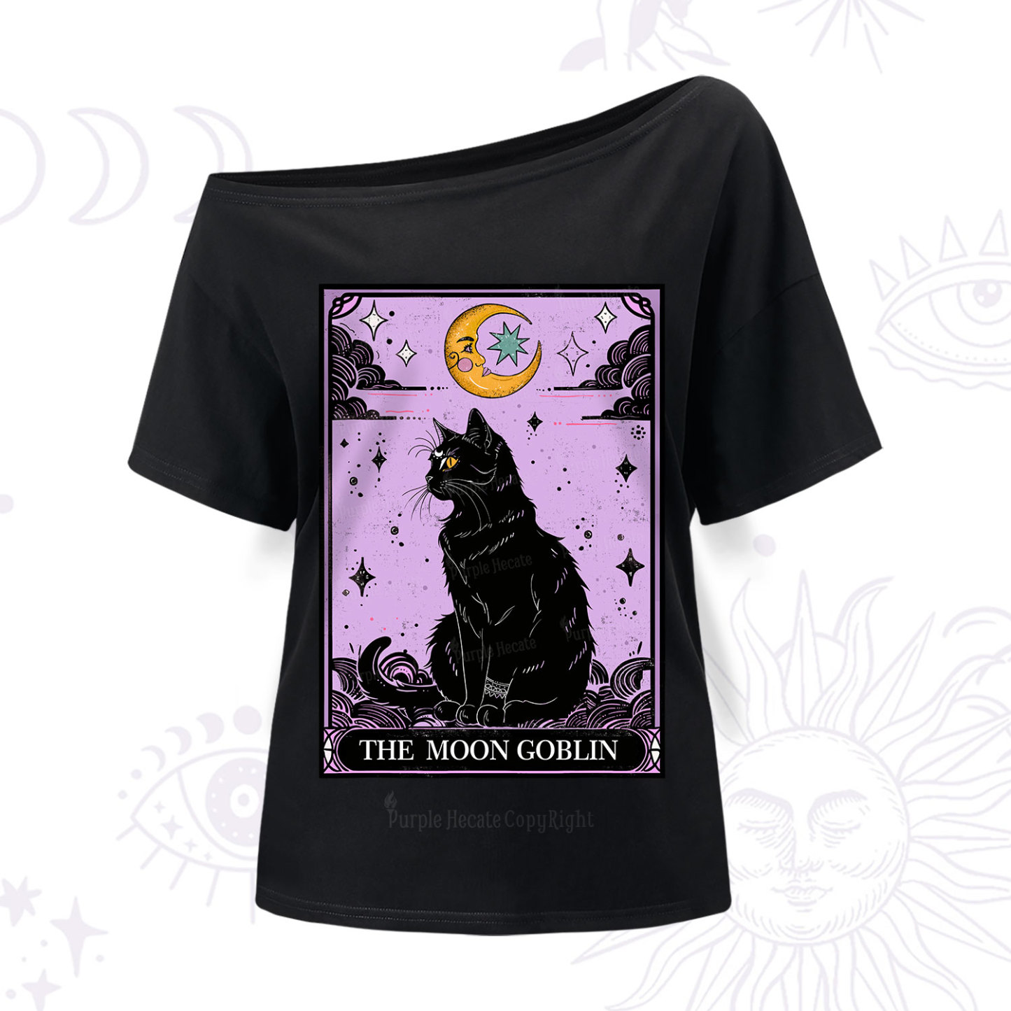 Purplehecate Magical Trash Baby Tarot Cat One Shoulder T-Shir