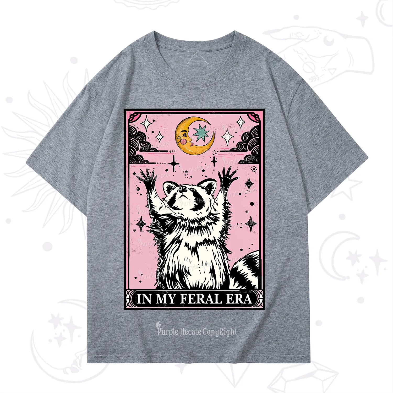 Purplehecate The In My Feral Era Tarot Raccoon T-Shirt