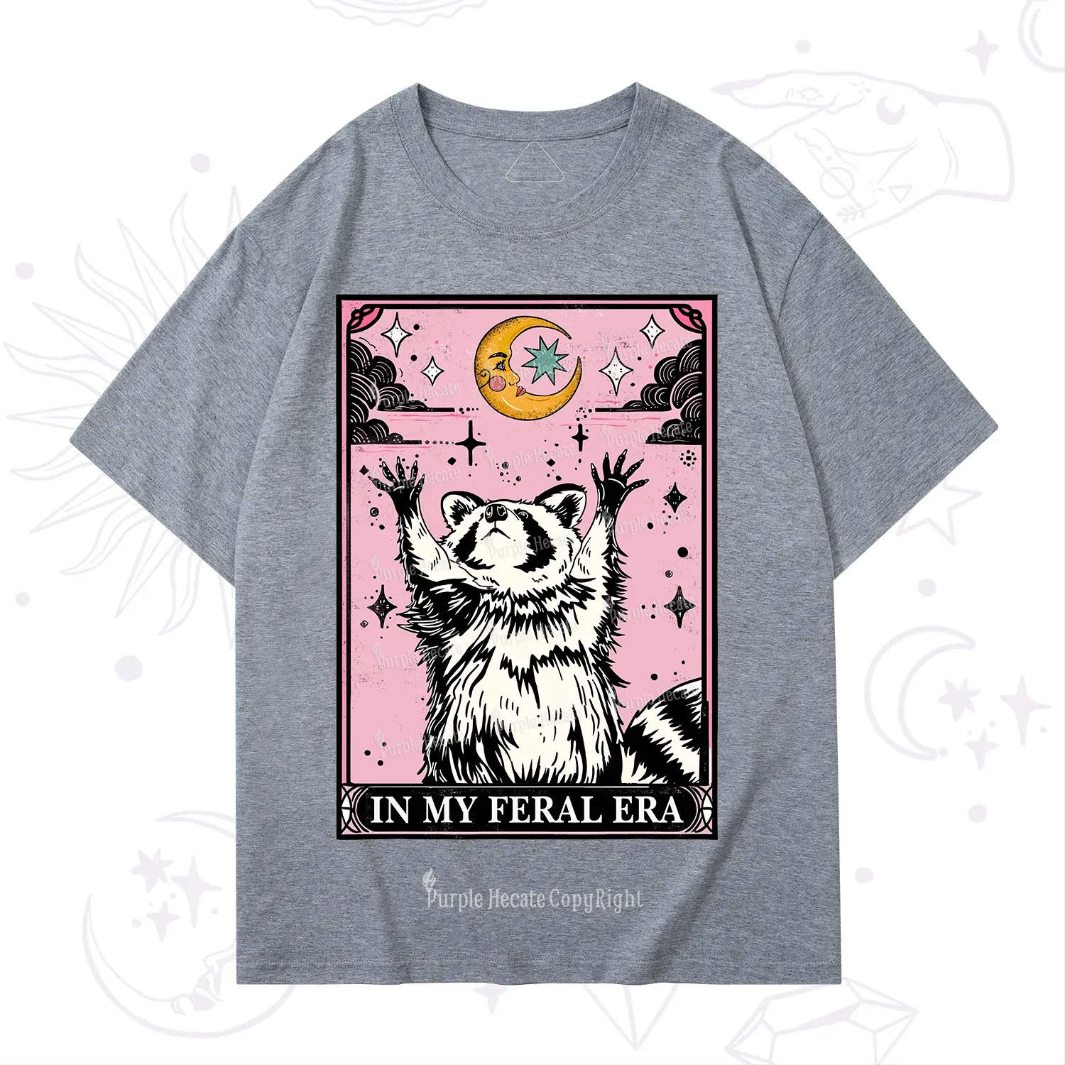 Purplehecate The In My Feral Era Tarot Raccoon T-Shirt