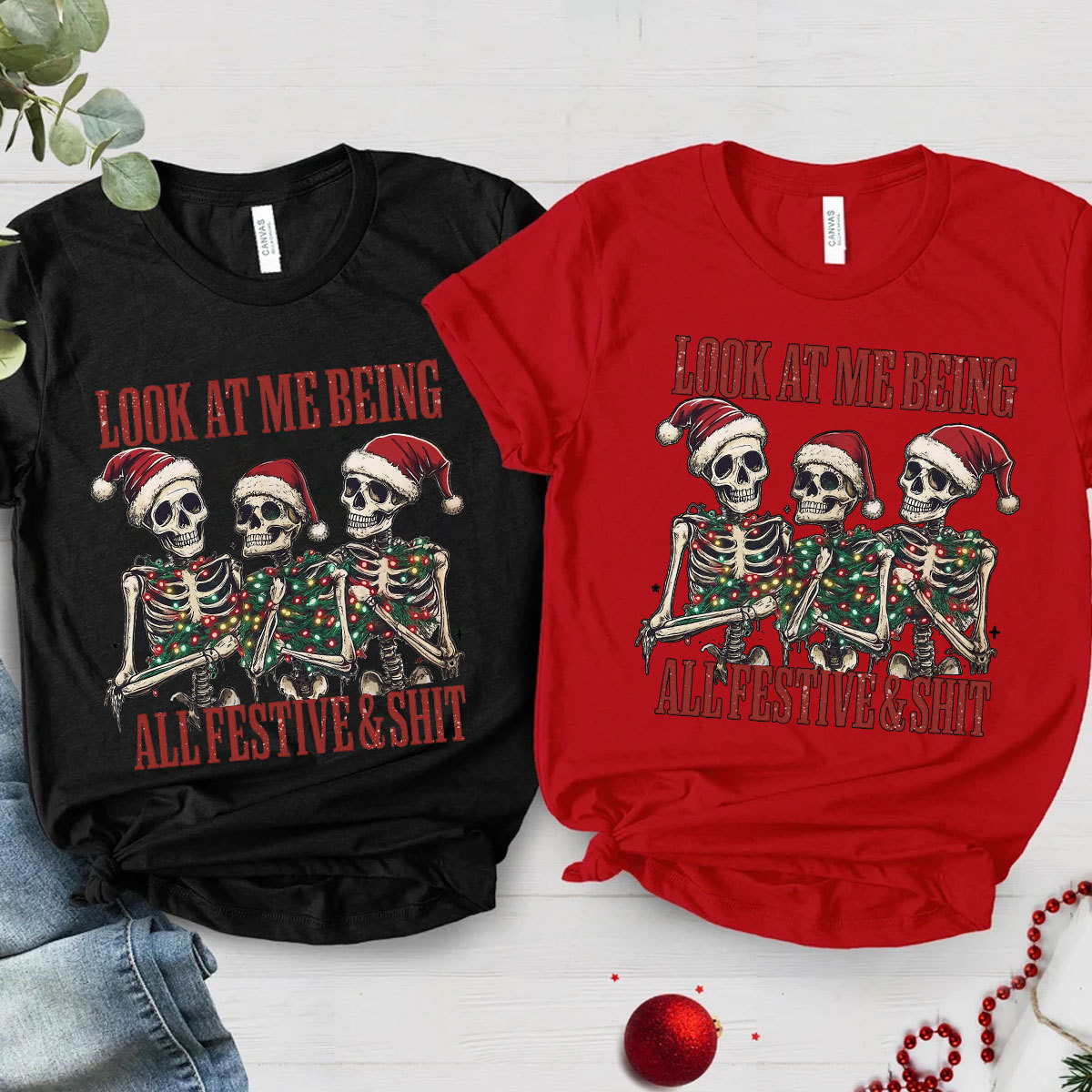 Purplehecate Look At Me Being All Festive And Shit Christmas Couple T-Shirts