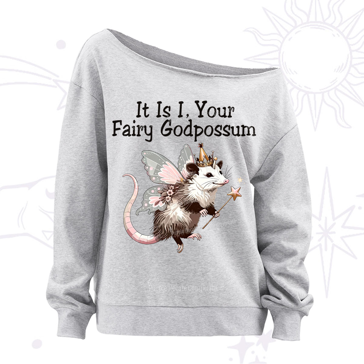 Purplehecate It Is I Your Fairy Godpossum Off The Shoulder Sweatshirt