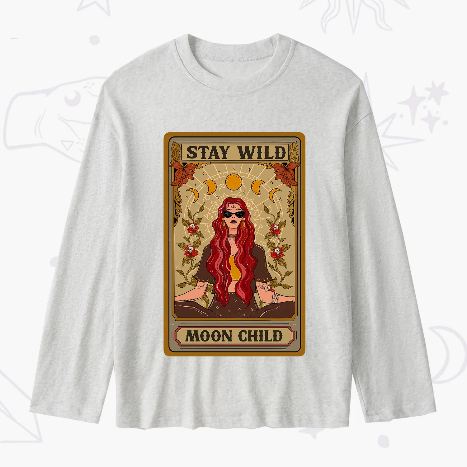 Purplehecate The Stay Wild Moon Child Oracle Card Slub Long Sleeve T-Shirt